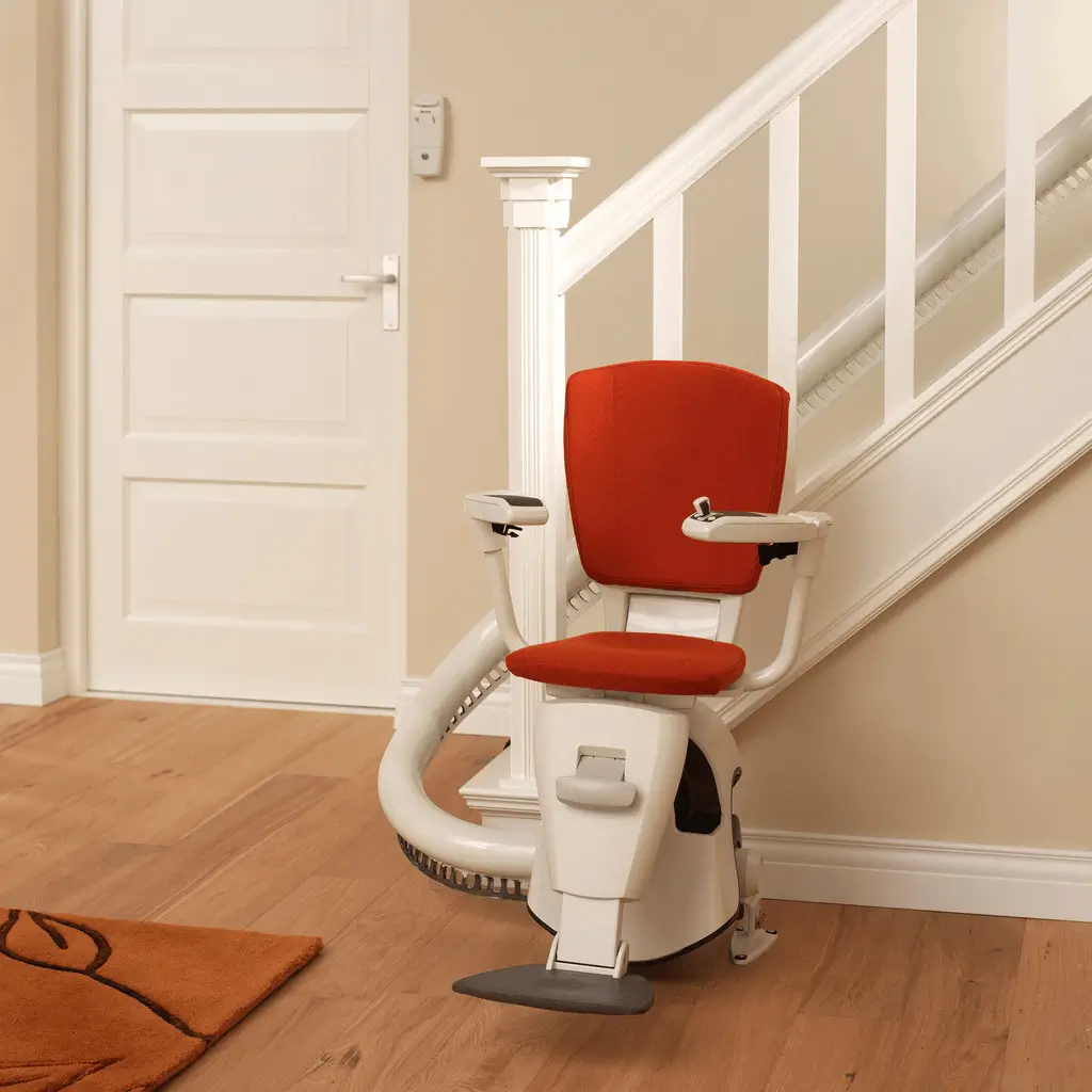 Two-way swivel stairlift installation at top and bottom landings in Shidler
